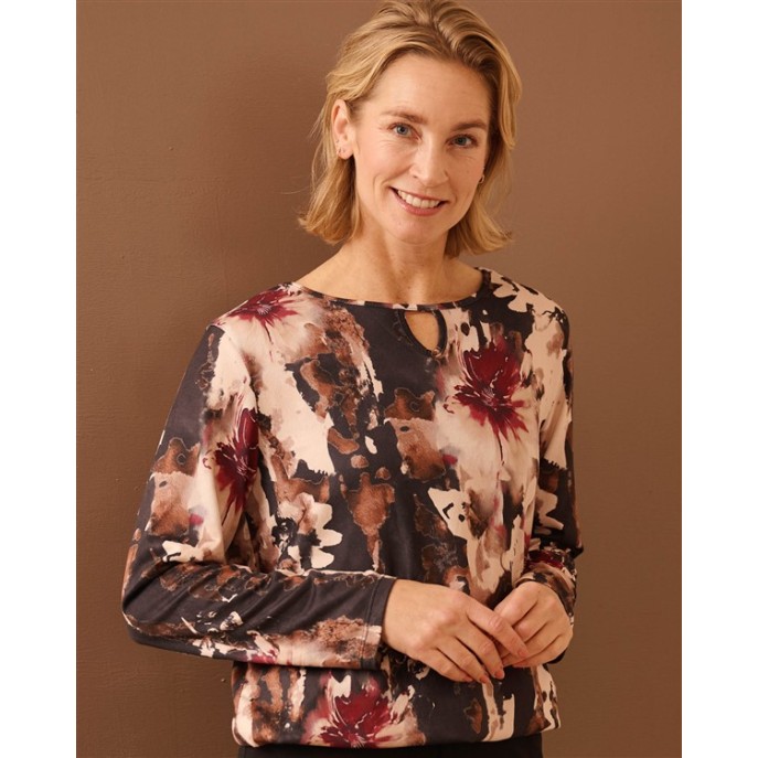 FOS shirt 7631 Mimi Waterlelie Zwart print